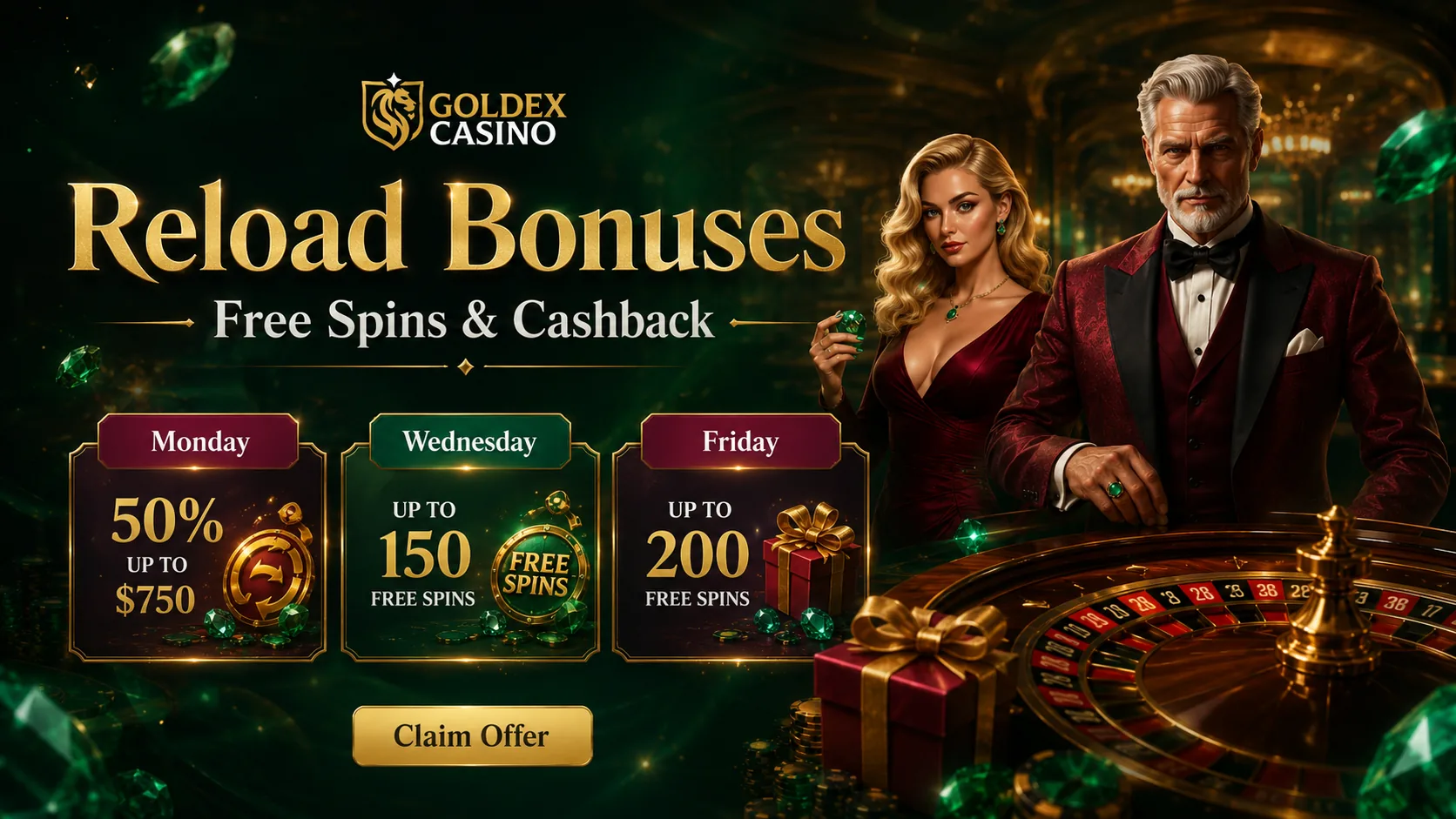 Goldex Casino reload bonus cards