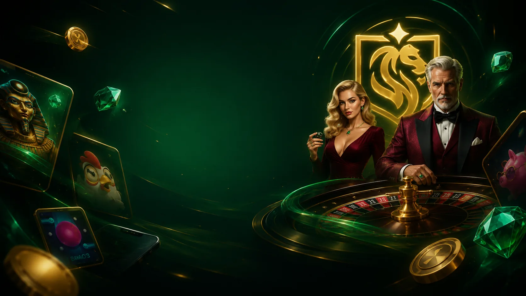 Goldex Casino VIP lounge hero with dark copy area